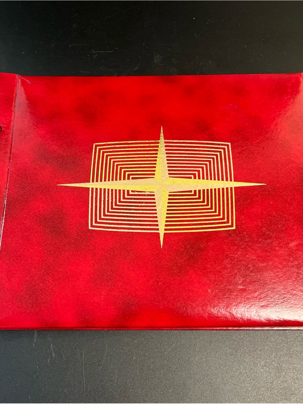 Vtg Scrapbook Album MCM Atomic Red Starburst Photographs Photo Book 11"X14" NEW